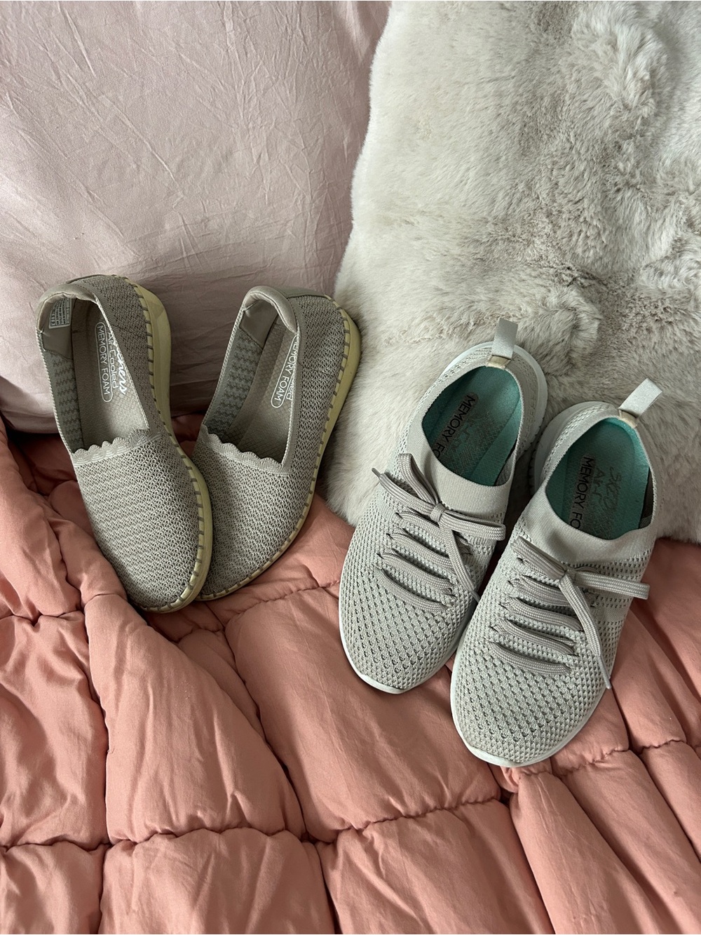 2 pairs Skechers Neutral taupeKnit Slip-On shoes